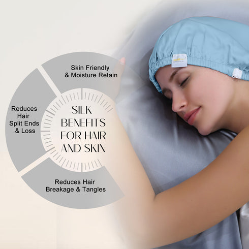 Double Layered 100% Silk Adjustable Sleep Cap